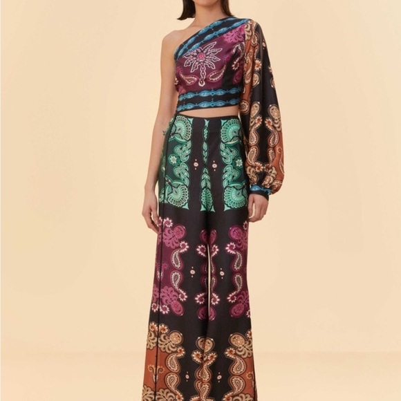 FARM RIO Multicolor Sweet Mermaids Asymmetric Jumpsuit NWT XXS - Picture 2 of 10